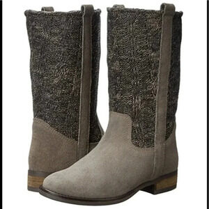 Sbicca dolente sweater cable knit boot gray suede 6.5 western mid calf
